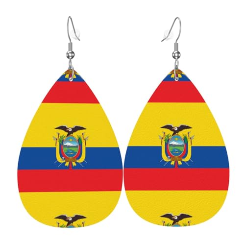 Fdgbnm Leder-Ohrring mit Flagge von Ecuador. Doppelseitiger Druck aus Leder. Leicht, hypoallergen, festlich und bereit zum Verschenken. Fdgbnm Leder-Ohrring mit Flagge von Ecuador. Doppelseitiger Druck aus Leder. Leicht, hypoallergen, festlich und bereit zum Verschenken. von fdgbnm