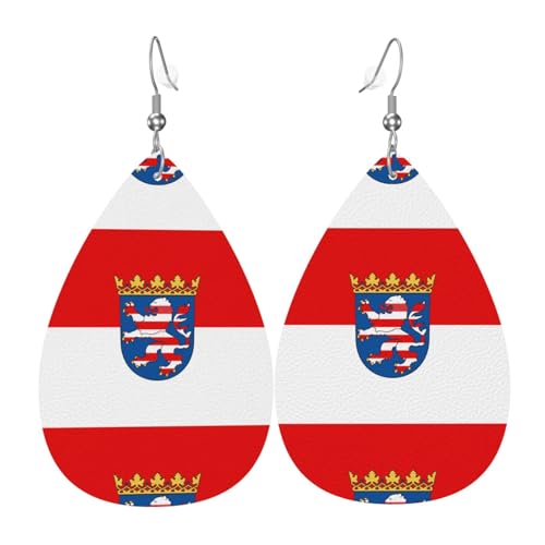 Fdgbnm Leder-Ohrring mit Flagge von Hessen. Doppelseitiger Druck aus Leder. Leicht, hypoallergen, festlich und bereit zum Verschenken. Fdgbnm Leder-Ohrring mit Flagge von Hessen. Doppelseitiger Druck aus Leder. Leicht, hypoallergen, festlich und bereit zum Verschenken. von fdgbnm