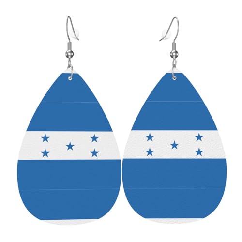 Fdgbnm Leder-Ohrring mit Flagge von Honduras. Doppelseitiger Druck aus Leder. Leicht, hypoallergen, festlich und bereit zum Verschenken. Fdgbnm Leder-Ohrring mit Flagge von Honduras. Doppelseitiger Druck aus Leder. Leicht, hypoallergen, festlich und bereit zum Verschenken. von fdgbnm