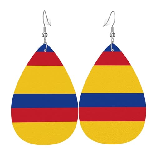 Fdgbnm Leder-Ohrring mit Flagge von Kolumbien. Doppelseitiger Druck aus Leder. Leicht, hypoallergen, festlich und bereit zum Verschenken. Fdgbnm Leder-Ohrring mit Flagge von Kolumbien. Doppelseitiger Druck aus Leder. Leicht, hypoallergen, festlich und bereit zum Verschenken. von fdgbnm