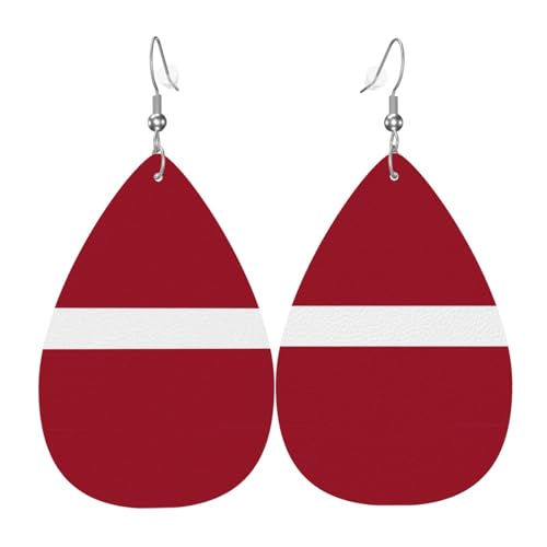 Fdgbnm Leder-Ohrring mit Flagge von Lettland. Doppelseitiger Druck, Leder-Tropfenohrringe. Leicht, hypoallergen, festlich und bereit zum Verschenken. Fdgbnm Leder-Ohrring mit Flagge von Lettland. Doppelseitiger Druck, Leder-Tropfenohrringe. Leicht, hypoallergen, festlich und bereit zum Verschenken. von fdgbnm