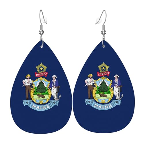 Fdgbnm Leder-Ohrring mit Flagge von Maine. Doppelseitiger Druck aus Leder. Leicht, hypoallergen, festlich und bereit zum Verschenken. Fdgbnm Leder-Ohrring mit Flagge von Maine. Doppelseitiger Druck aus Leder. Leicht, hypoallergen, festlich und bereit zum Verschenken. von fdgbnm