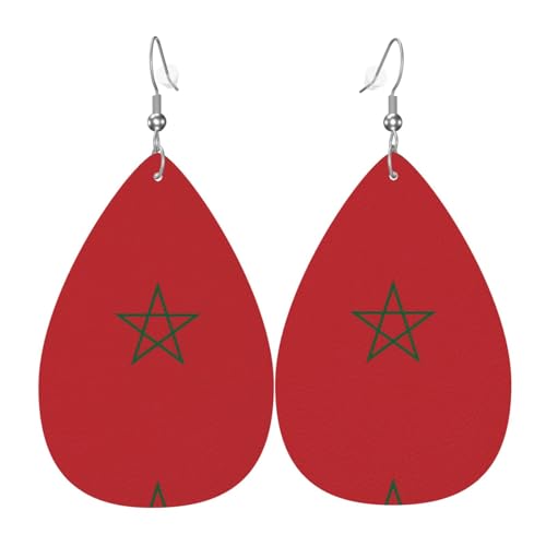 Fdgbnm Leder-Ohrring mit Flagge von Marokko. Doppelseitiger Druck aus Leder. Leicht, hypoallergen, festlich und bereit zum Verschenken. Fdgbnm Leder-Ohrring mit Flagge von Marokko. Doppelseitiger Druck aus Leder. Leicht, hypoallergen, festlich und bereit zum Verschenken. von fdgbnm