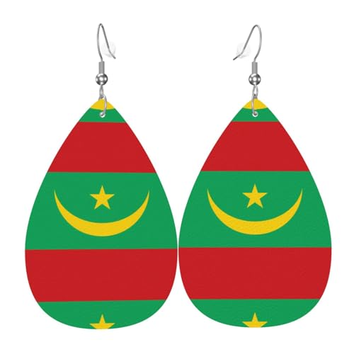 Fdgbnm Leder-Ohrring mit Flagge von Mauretanien. Doppelseitiger Druck aus Leder. Leicht, hypoallergen, festlich und bereit zum Verschenken. Fdgbnm Leder-Ohrring mit Flagge von Mauretanien. Doppelseitiger Druck aus Leder. Leicht, hypoallergen, festlich und bereit zum Verschenken. von fdgbnm