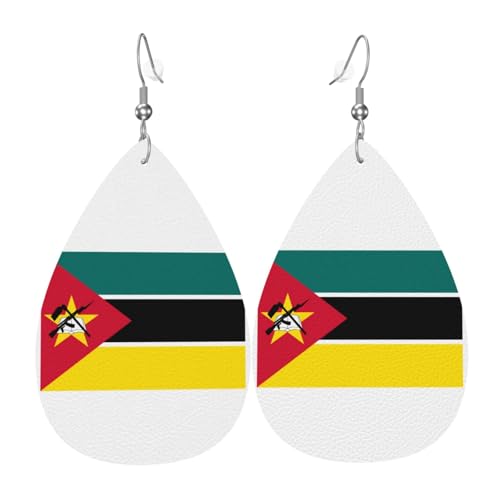 Fdgbnm Leder-Ohrring mit Flagge von Mosambik. Doppelseitiger Druck aus Leder. Leicht, hypoallergen, festlich und bereit zum Verschenken. Fdgbnm Leder-Ohrring mit Flagge von Mosambik. Doppelseitiger Druck aus Leder. Leicht, hypoallergen, festlich und bereit zum Verschenken. von fdgbnm