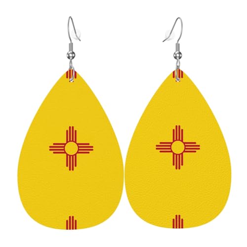 Fdgbnm Leder-Ohrring mit Flagge von New Mexiko. Doppelseitiger Druck aus Leder. Leicht, hypoallergen, festlich und bereit zum Verschenken. Fdgbnm Leder-Ohrring mit Flagge von New Mexiko. Doppelseitiger Druck aus Leder. Leicht, hypoallergen, festlich und bereit zum Verschenken. von fdgbnm