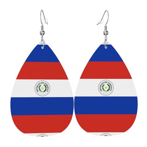 Fdgbnm Leder-Ohrring mit Flagge von Paraguay. Doppelseitiger Druck aus Leder. Leicht, hypoallergen, festlich und bereit zum Verschenken. Fdgbnm Leder-Ohrring mit Flagge von Paraguay. Doppelseitiger Druck aus Leder. Leicht, hypoallergen, festlich und bereit zum Verschenken. von fdgbnm