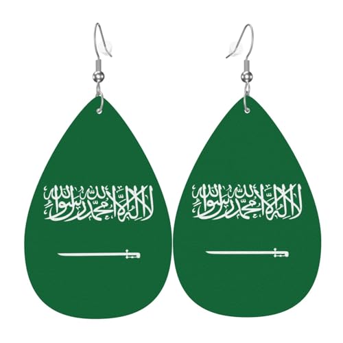 Fdgbnm Leder-Ohrring mit Flagge von Saudi-Arabien. Doppelseitiger Druck aus Leder. Leicht, hypoallergen, festlich und bereit zum Verschenken. Fdgbnm Leder-Ohrring mit Flagge von Saudi-Arabien. Doppelseitiger Druck aus Leder. Leicht, hypoallergen, festlich und bereit zum Verschenken. von fdgbnm