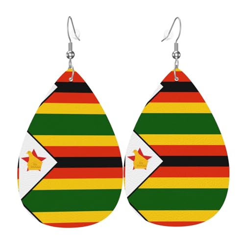 Fdgbnm Leder-Ohrring mit Flagge von Simbabwe. Doppelseitiger Druck aus Leder. Leicht, hypoallergen, festlich und bereit zum Verschenken. Fdgbnm Leder-Ohrring mit Flagge von Simbabwe. Doppelseitiger Druck aus Leder. Leicht, hypoallergen, festlich und bereit zum Verschenken. von fdgbnm
