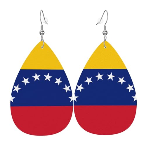 Fdgbnm Leder-Ohrring mit Flagge von Venezuela. Doppelseitiger Druck aus Leder. Leicht, hypoallergen, festlich und bereit zum Verschenken. Fdgbnm Leder-Ohrring mit Flagge von Venezuela. Doppelseitiger Druck aus Leder. Leicht, hypoallergen, festlich und bereit zum Verschenken. von fdgbnm