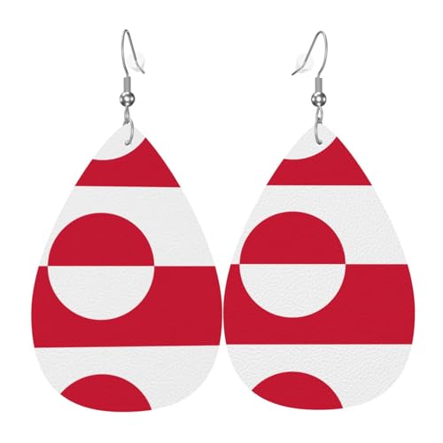 Fdgbnm Leder-Ohrring mit Grönland-Flagge, doppelseitiger Druck, leicht, hypoallergen, festlich und bereit zum Verschenken. Fdgbnm Leder-Ohrring mit Grönland-Flagge, doppelseitiger Druck, leicht, hypoallergen, festlich und bereit zum Verschenken. von fdgbnm