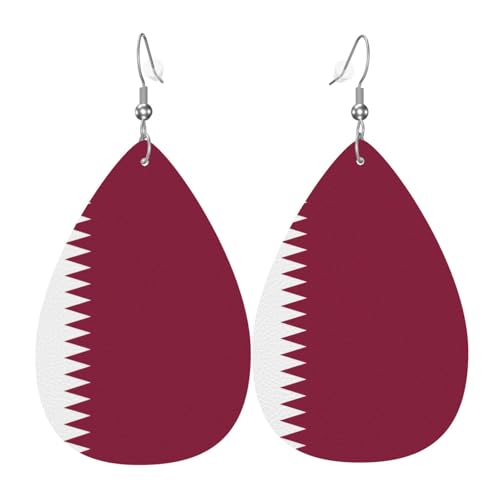 Fdgbnm Leder-Ohrring mit Katar-Flagge, doppelseitiger Druck, leicht, hypoallergen, festlich und bereit zum Verschenken. Fdgbnm Leder-Ohrring mit Katar-Flagge, doppelseitiger Druck, leicht, hypoallergen, festlich und bereit zum Verschenken. von fdgbnm