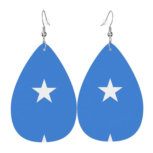 Fdgbnm Leder-Ohrring mit Somali-Flagge, doppelseitiger Druck, leicht, hypoallergen, festlich und bereit zum Verschenken. Fdgbnm Leder-Ohrring mit Somali-Flagge, doppelseitiger Druck, leicht, hypoallergen, festlich und bereit zum Verschenken. von fdgbnm