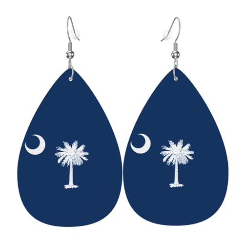 Fdgbnm Leder-Ohrring mit South Carolina-Flagge, doppelseitiger Druck, leicht, hypoallergen, festlich und bereit zum Verschenken. Fdgbnm Leder-Ohrring mit South Carolina-Flagge, doppelseitiger Druck, leicht, hypoallergen, festlich und bereit zum Verschenken. von fdgbnm