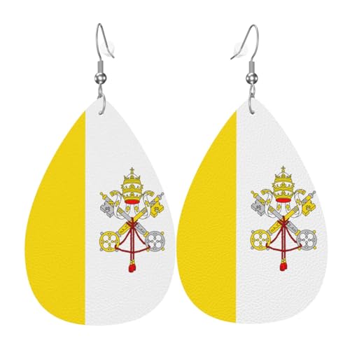 Fdgbnm Leder-Ohrring mit Vatikan-Flagge, doppelseitiger Druck, leicht, hypoallergen, festlich und bereit zum Verschenken. Fdgbnm Leder-Ohrring mit Vatikan-Flagge, doppelseitiger Druck, leicht, hypoallergen, festlich und bereit zum Verschenken. von fdgbnm