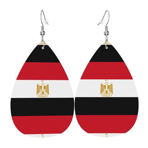 Fdgbnm Leder-Ohrring mit ägyptischer Flagge. Doppelseitiger Druck aus Leder. Leicht, hypoallergen, festlich und bereit zum Verschenken. Fdgbnm Leder-Ohrring mit ägyptischer Flagge. Doppelseitiger Druck aus Leder. Leicht, hypoallergen, festlich und bereit zum Verschenken. von fdgbnm
