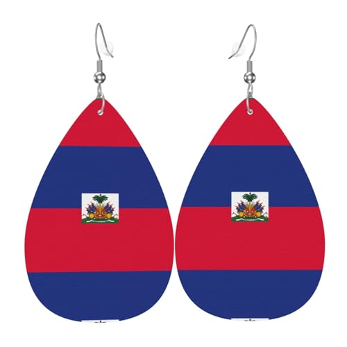 Fdgbnm Leder-Ohrring mit haitianischer Flagge, doppelseitiger Druck, leicht, hypoallergen, festlich und bereit zum Verschenken. Fdgbnm Leder-Ohrring mit haitianischer Flagge, doppelseitiger Druck, leicht, hypoallergen, festlich und bereit zum Verschenken. von fdgbnm