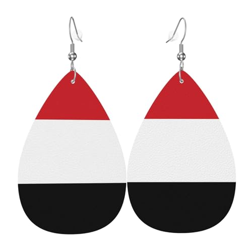 Fdgbnm Leder-Ohrring mit jemenitischer Flagge, doppelseitiger Druck, leicht, hypoallergen, festlich und bereit zum Verschenken. Fdgbnm Leder-Ohrring mit jemenitischer Flagge, doppelseitiger Druck, leicht, hypoallergen, festlich und bereit zum Verschenken. von fdgbnm