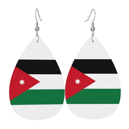 Fdgbnm Leder-Ohrring mit jordanischer Flagge, doppelseitiger Druck, leicht, hypoallergen, festlich und bereit zum Verschenken. Fdgbnm Leder-Ohrring mit jordanischer Flagge, doppelseitiger Druck, leicht, hypoallergen, festlich und bereit zum Verschenken. von fdgbnm