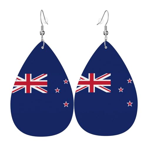 Fdgbnm Leder-Ohrring mit neuseeländischer Flagge. Doppelseitiger Druck aus Leder. Leicht, hypoallergen, festlich und bereit zum Verschenken. Fdgbnm Leder-Ohrring mit neuseeländischer Flagge. Doppelseitiger Druck aus Leder. Leicht, hypoallergen, festlich und bereit zum Verschenken. von fdgbnm