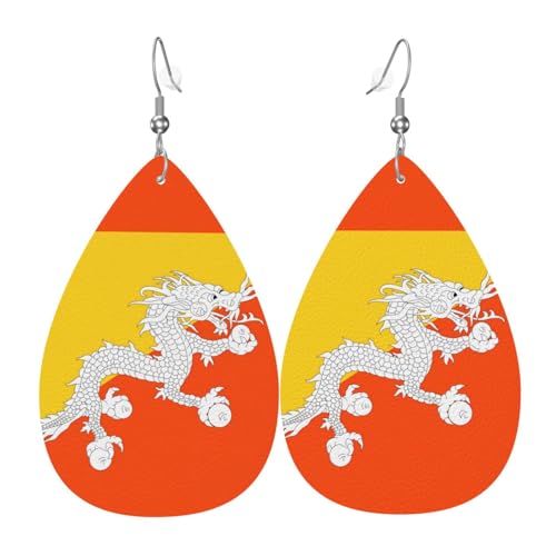 Fdgbnm Lederohrring mit Flagge des Königreichs Bhutan. Doppelseitiger Druck aus Leder. Leicht, hypoallergen, festlich und bereit zum Verschenken. Fdgbnm Lederohrring mit Flagge des Königreichs Bhutan. Doppelseitiger Druck aus Leder. Leicht, hypoallergen, festlich und bereit zum Verschenken. von fdgbnm