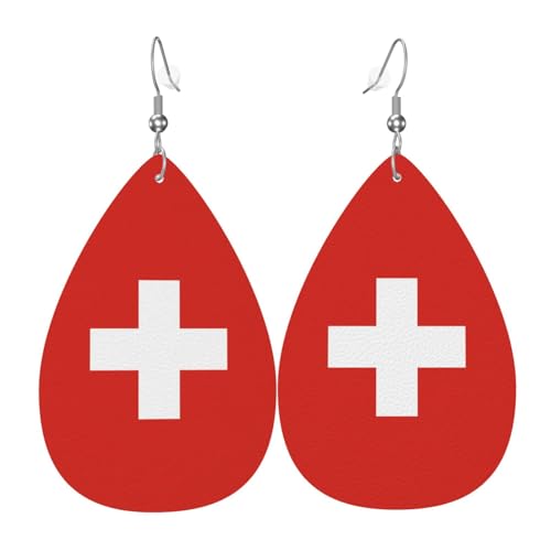 Fdgbnm Lederohrring mit Schweizer Flagge. Doppelseitiger Druck aus Leder. Leicht, hypoallergen, festlich und bereit zum Verschenken. Fdgbnm Lederohrring mit Schweizer Flagge. Doppelseitiger Druck aus Leder. Leicht, hypoallergen, festlich und bereit zum Verschenken. von fdgbnm