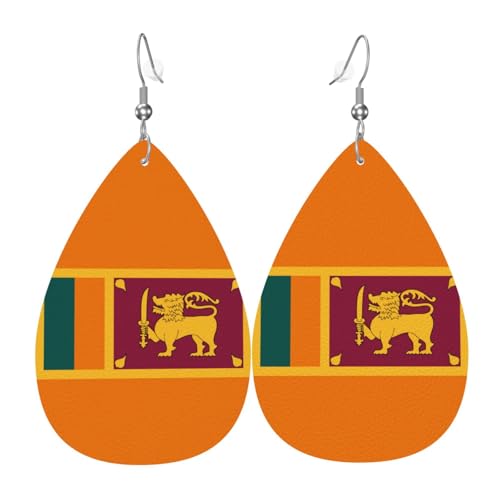 Fdgbnm Lederohrring mit Sri Lanka-Flagge. Doppelseitiger Druck aus Leder. Leicht, hypoallergen, festlich und bereit zum Verschenken. Fdgbnm Lederohrring mit Sri Lanka-Flagge. Doppelseitiger Druck aus Leder. Leicht, hypoallergen, festlich und bereit zum Verschenken. von fdgbnm