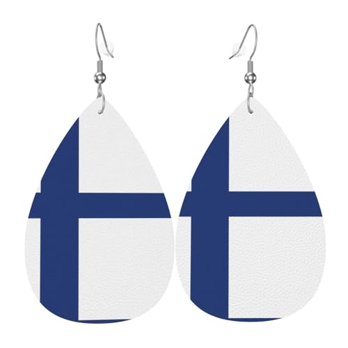 Fdgbnm Lederohrring mit finnischer Flagge. Doppelseitiger Druck aus Leder. Leicht, hypoallergen, festlich und bereit zum Verschenken. Fdgbnm Lederohrring mit finnischer Flagge. Doppelseitiger Druck aus Leder. Leicht, hypoallergen, festlich und bereit zum Verschenken. von fdgbnm