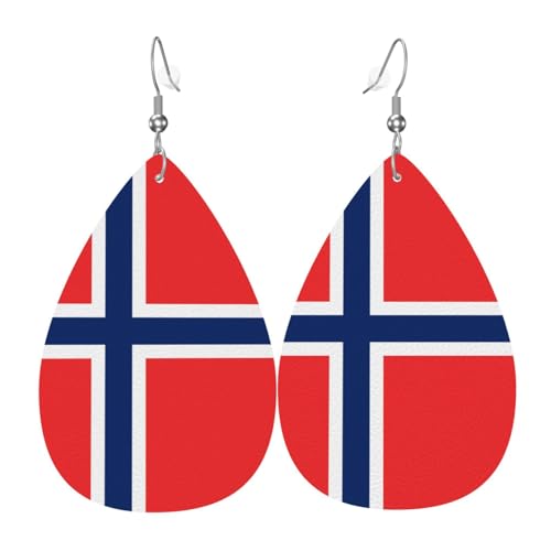 Fdgbnm Lederohrring mit norwegischer Flagge. Doppelseitiger Druck aus Leder. Leicht, hypoallergen, festlich und bereit zum Verschenken. Fdgbnm Lederohrring mit norwegischer Flagge. Doppelseitiger Druck aus Leder. Leicht, hypoallergen, festlich und bereit zum Verschenken. von fdgbnm