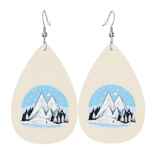 Fdgbnm Lederohrring mit schneebedeckten Bergen. Doppelseitiger Druck aus Leder. Leicht, hypoallergen, festlich und bereit zum Verschenken. Fdgbnm Lederohrring mit schneebedeckten Bergen. Doppelseitiger Druck aus Leder. Leicht, hypoallergen, festlich und bereit zum Verschenken. von fdgbnm