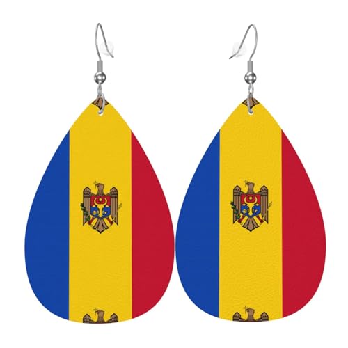 Fdgbnm Lederohrringe Flagge Moldawiens. Doppelseitiger Druck aus Leder. Leicht, hypoallergen, festlich und bereit zum Verschenken. Fdgbnm Lederohrringe Flagge Moldawiens. Doppelseitiger Druck aus Leder. Leicht, hypoallergen, festlich und bereit zum Verschenken. von fdgbnm