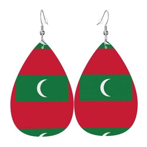 Fdgbnm Lederohrringe Flagge der Malediven. Doppelseitiger Druck aus Leder. Leicht, hypoallergen, festlich und bereit zum Verschenken. Fdgbnm Lederohrringe Flagge der Malediven. Doppelseitiger Druck aus Leder. Leicht, hypoallergen, festlich und bereit zum Verschenken. von fdgbnm
