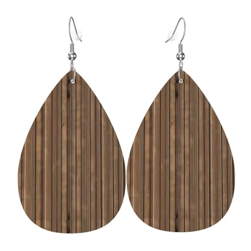 Fdgbnm Lederohrringe mit Massivholzmuster. Doppelseitiger Druck aus Leder. Leicht, hypoallergen, festlich und bereit zum Verschenken. von fdgbnm