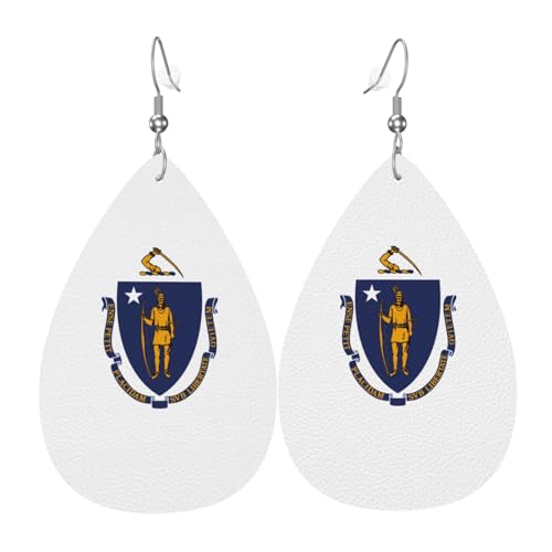 Fdgbnm Massachusetts Leder-Ohrring mit Staatsflagge. Doppelseitiger Druck aus Leder. Leicht, hypoallergen, festlich und bereit zum Verschenken. Fdgbnm Massachusetts Leder-Ohrring mit Staatsflagge. Doppelseitiger Druck aus Leder. Leicht, hypoallergen, festlich und bereit zum Verschenken. von fdgbnm