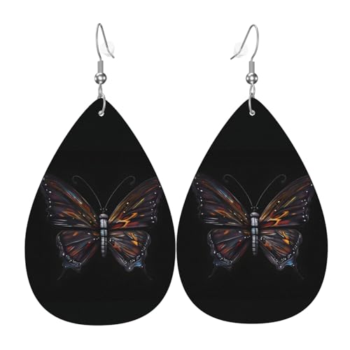 Fdgbnm Mystery Butterfly Leder-Ohrringe. Doppelseitiger Druck, Leder-Tropfenohrringe. Leicht, hypoallergen, festlich und bereit zum Verschenken. Fdgbnm Mystery Butterfly Leder-Ohrringe. Doppelseitiger Druck, Leder-Tropfenohrringe. Leicht, hypoallergen, festlich und bereit zum Verschenken. von fdgbnm