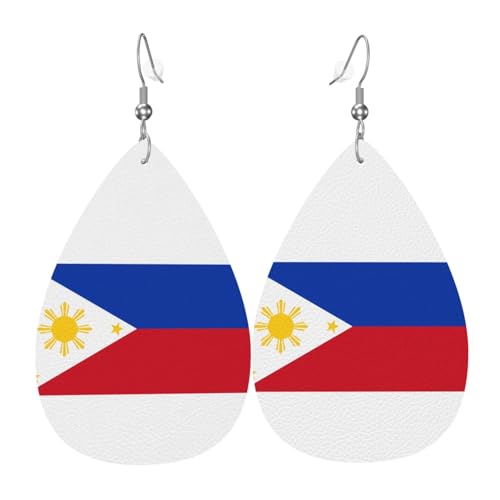 Fdgbnm Philippinische Flagge-Leder-Ohrringe. Doppelseitiger Druck aus Leder. Leicht, hypoallergen, festlich und bereit zum Verschenken. Fdgbnm Philippinische Flagge-Leder-Ohrringe. Doppelseitiger Druck aus Leder. Leicht, hypoallergen, festlich und bereit zum Verschenken. von fdgbnm