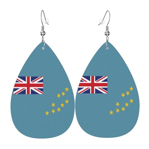 Fdgbnm Tuvalu-Leder-Ohrring mit Flaggenmotiv. Doppelseitiger Druck aus Leder. Leicht, hypoallergen, festlich und bereit zum Verschenken. von fdgbnm