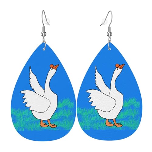 Fdgbnm Weiße Gans Spread Its Wings Leder-Ohrringe. Doppelseitiger Druck aus Leder. Leicht, hypoallergen, festlich und bereit zum Verschenken. Fdgbnm Weiße Gans Spread Its Wings Leder-Ohrringe. Doppelseitiger Druck aus Leder. Leicht, hypoallergen, festlich und bereit zum Verschenken. von fdgbnm