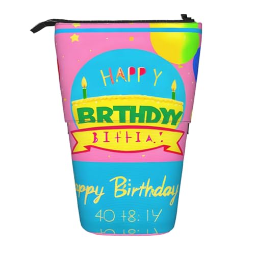 Federmäppchen mit Aufschrift "Happy Birthday", erweiterbar, mit Standfunktion, Oxford-Gewebe, verstellbare Höhe, Mehrzweck-Kosmetiktasche Federmäppchen mit Aufschrift "Happy Birthday", erweiterbar, mit Standfunktion, Oxford-Gewebe, verstellbare Höhe, Mehrzweck-Kosmetiktasche von fdgbnm