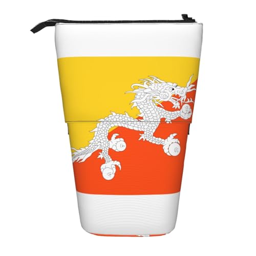 Federmäppchen mit Flaggenmotiv des Königreichs Bhutan, erweiterbar, Multi-Design, Oxford-Gewebe, verstellbare Höhe, Mehrzweck-Kosmetiktasche von fdgbnm