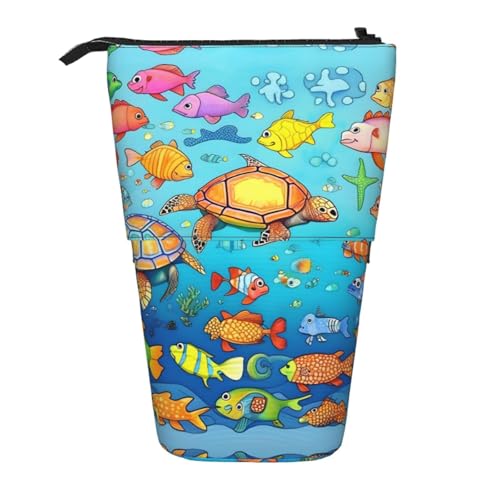 Federmäppchen mit Schildkröten- und Fischmotiv, erweiterbar, verschiedene Designs, Oxford-Gewebe, verstellbare Höhe, Mehrzweck-Kosmetiktasche Federmäppchen mit Schildkröten- und Fischmotiv, erweiterbar, verschiedene Designs, Oxford-Gewebe, verstellbare Höhe, Mehrzweck-Kosmetiktasche von fdgbnm