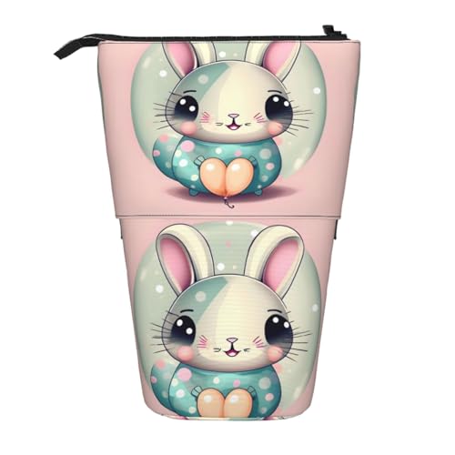 Federmäppchen mit Ständer, Motiv: rosa Cartoon-Bunny, erweiterbar, Oxford-Gewebe, verstellbare Höhe, Mehrzweck-Kosmetiktasche Federmäppchen mit Ständer, Motiv: rosa Cartoon-Bunny, erweiterbar, Oxford-Gewebe, verstellbare Höhe, Mehrzweck-Kosmetiktasche von fdgbnm