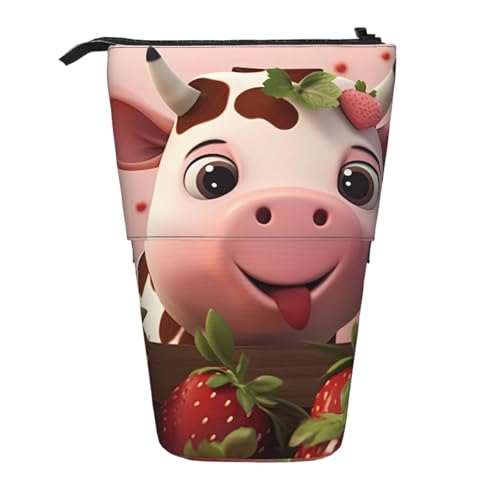 Federmäppchen mit Ständer und Kühen und Erdbeeren, erweiterbar, Multi-Design, Oxford-Gewebe, verstellbare Höhe, Mehrzweck-Kosmetiktasche Federmäppchen mit Ständer und Kühen und Erdbeeren, erweiterbar, Multi-Design, Oxford-Gewebe, verstellbare Höhe, Mehrzweck-Kosmetiktasche von fdgbnm