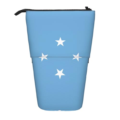 Federmäppchen mit Standfunktion, Motiv: Flagge von Mikronesien, erweiterbar, Oxford-Gewebe, verstellbare Höhe, Mehrzweck-Kosmetiktasche Federmäppchen mit Standfunktion, Motiv: Flagge von Mikronesien, erweiterbar, Oxford-Gewebe, verstellbare Höhe, Mehrzweck-Kosmetiktasche von fdgbnm