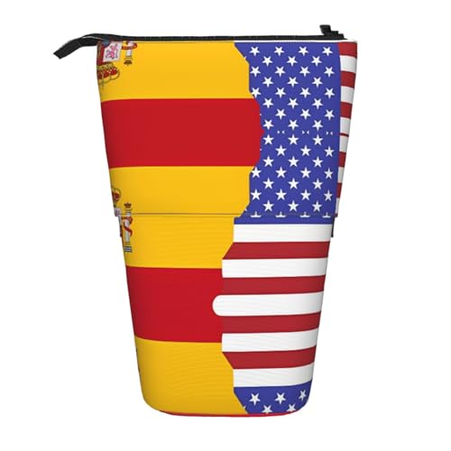 Federmäppchen mit amerikanischer Spanien-Flagge, erweiterbar, Multi-Design, Oxford-Gewebe, verstellbare Höhe, Mehrzweck-Kosmetiktasche Federmäppchen mit amerikanischer Spanien-Flagge, erweiterbar, Multi-Design, Oxford-Gewebe, verstellbare Höhe, Mehrzweck-Kosmetiktasche von fdgbnm
