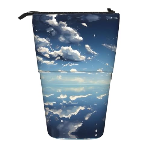 Federmäppchen mit blauem Himmel und weißen Wolken, erweiterbar, Multi-Design, Oxford-Gewebe, verstellbare Höhe, Mehrzweck-Kosmetiktasche Federmäppchen mit blauem Himmel und weißen Wolken, erweiterbar, Multi-Design, Oxford-Gewebe, verstellbare Höhe, Mehrzweck-Kosmetiktasche von fdgbnm