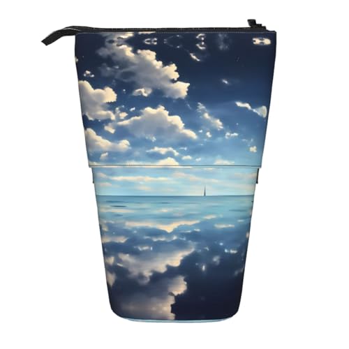 Federmäppchen mit weißen Wolken über dem Meer, erweiterbar, Multi-Design, Oxford-Gewebe, verstellbare Höhe, Mehrzweck-Kosmetiktasche Federmäppchen mit weißen Wolken über dem Meer, erweiterbar, Multi-Design, Oxford-Gewebe, verstellbare Höhe, Mehrzweck-Kosmetiktasche von fdgbnm