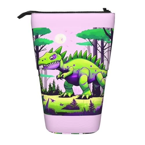 Grüner Dinosaurier-Stifttasche, erweiterbar, Multi-Design, Oxford-Gewebe, verstellbare Höhe, Mehrzweck-Kosmetiktasche von fdgbnm