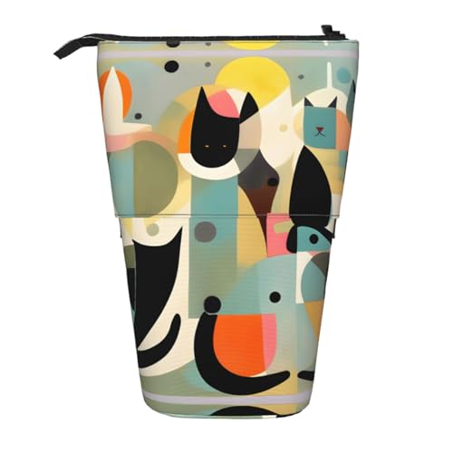 Mid-Century Moderne Kunst Katze Erweiterbar Stand Bleistift Tasche Multi-Design Oxford Stoff Verstellbare Höhe Mehrzweck-Kosmetiktasche Mid-Century Moderne Kunst Katze Erweiterbar Stand Bleistift Tasche Multi-Design Oxford Stoff Verstellbare Höhe Mehrzweck-Kosmetiktasche von fdgbnm