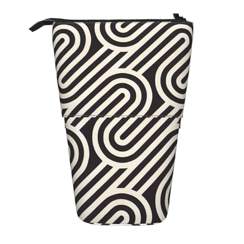 Schwarze gebogene Textur, erweiterbarer Ständer, Bleistifttasche, Multi-Design, Oxford-Gewebe, verstellbare Höhe, Mehrzweck-Kosmetiktasche Schwarze gebogene Textur, erweiterbarer Ständer, Bleistifttasche, Multi-Design, Oxford-Gewebe, verstellbare Höhe, Mehrzweck-Kosmetiktasche von fdgbnm